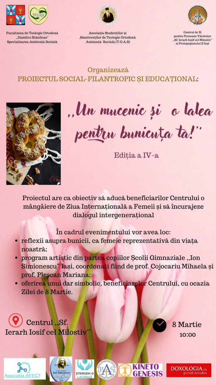 Ediția a IV-a a proiectului ,,Un mucenic și o lalea pentru bunicuța ta''.